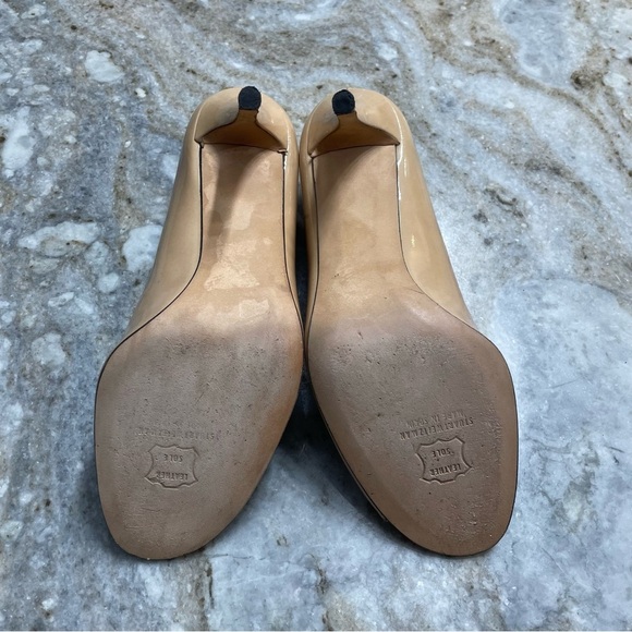 Stuart Weitzman Beige Nude Patent Leather Peep Toe Pump Women’s Size 8.5 - Picture 11 of 13